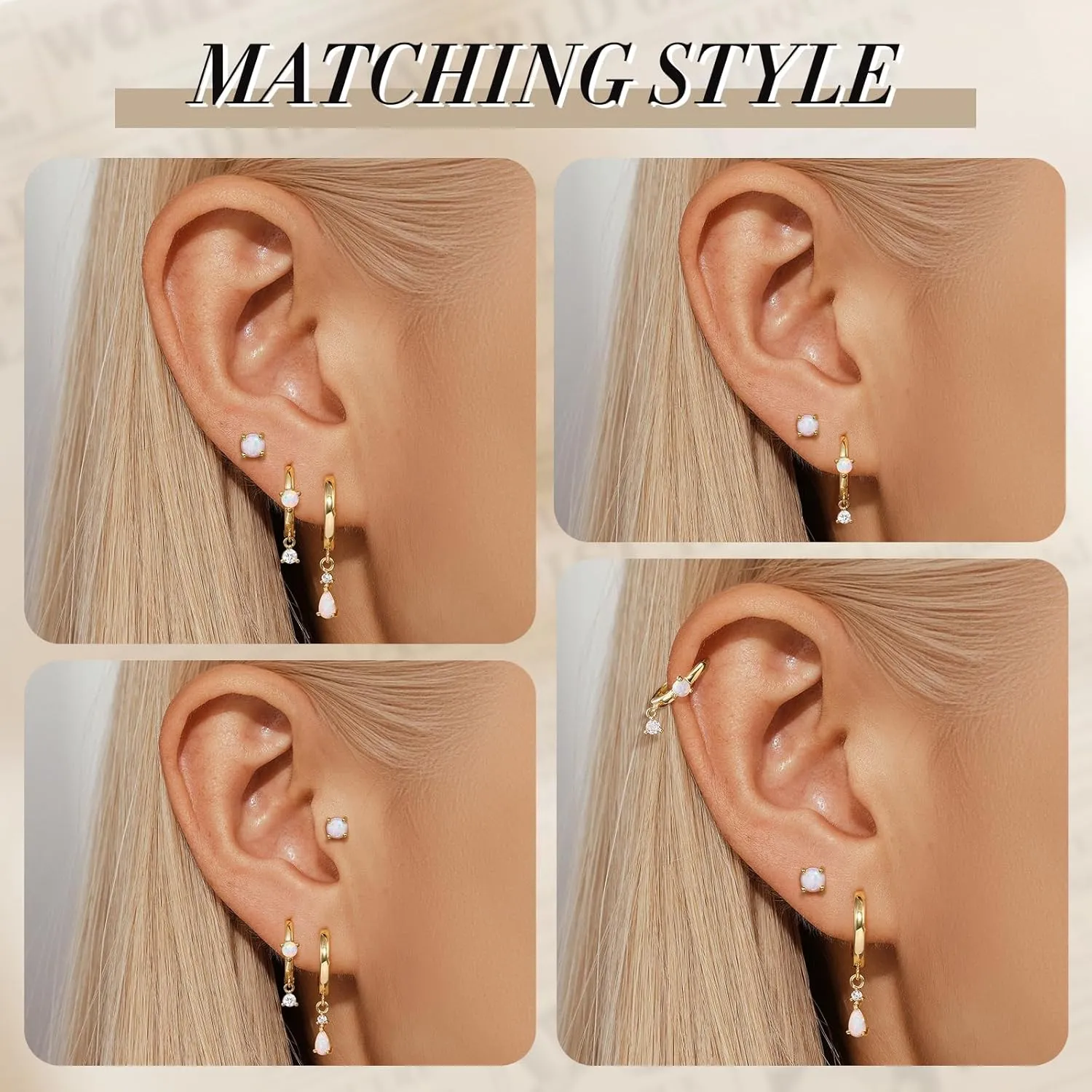 Angelady Opal Earrings Set for Women, Hypoallergenic S925 Sun Stud Earring for Sensitive Ears, Dainty Hoop Huggie Silver Opal Dangle Earring Stacks, Gold Earrings for Women Trendy 2025