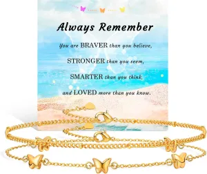 Anklets for Women 18K Gold Silver Plated Ankle Bracelets Waterproof Beaded Chain Dainty Layered Summer Beach Foot Jewelry Adjustable 2Pcs
