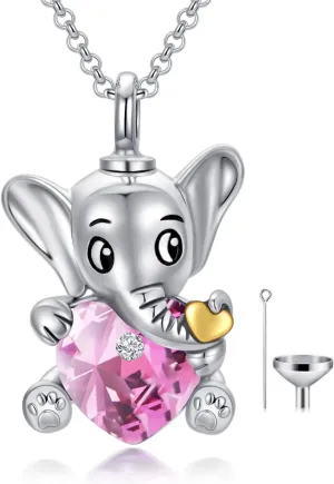AOBOCO 925 Sterling Silver Elephant Urn Necklaces for Ashes Cremation Memorial Keepsake Jewelry Gifts for Women Girls