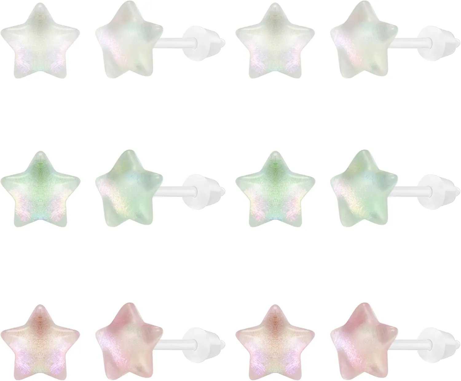 AoedeJ 6 Pairs Plastic Earrings: Flower Studs, Butterfly Designs for Sensitive Ears With Post