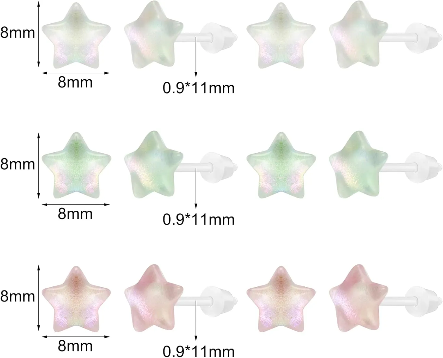 AoedeJ 6 Pairs Plastic Earrings: Flower Studs, Butterfly Designs for Sensitive Ears With Post