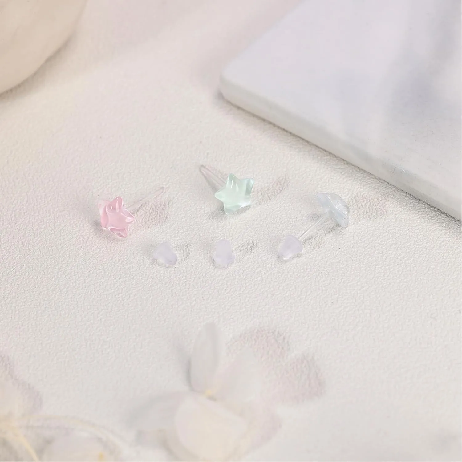 AoedeJ 6 Pairs Plastic Earrings: Flower Studs, Butterfly Designs for Sensitive Ears With Post