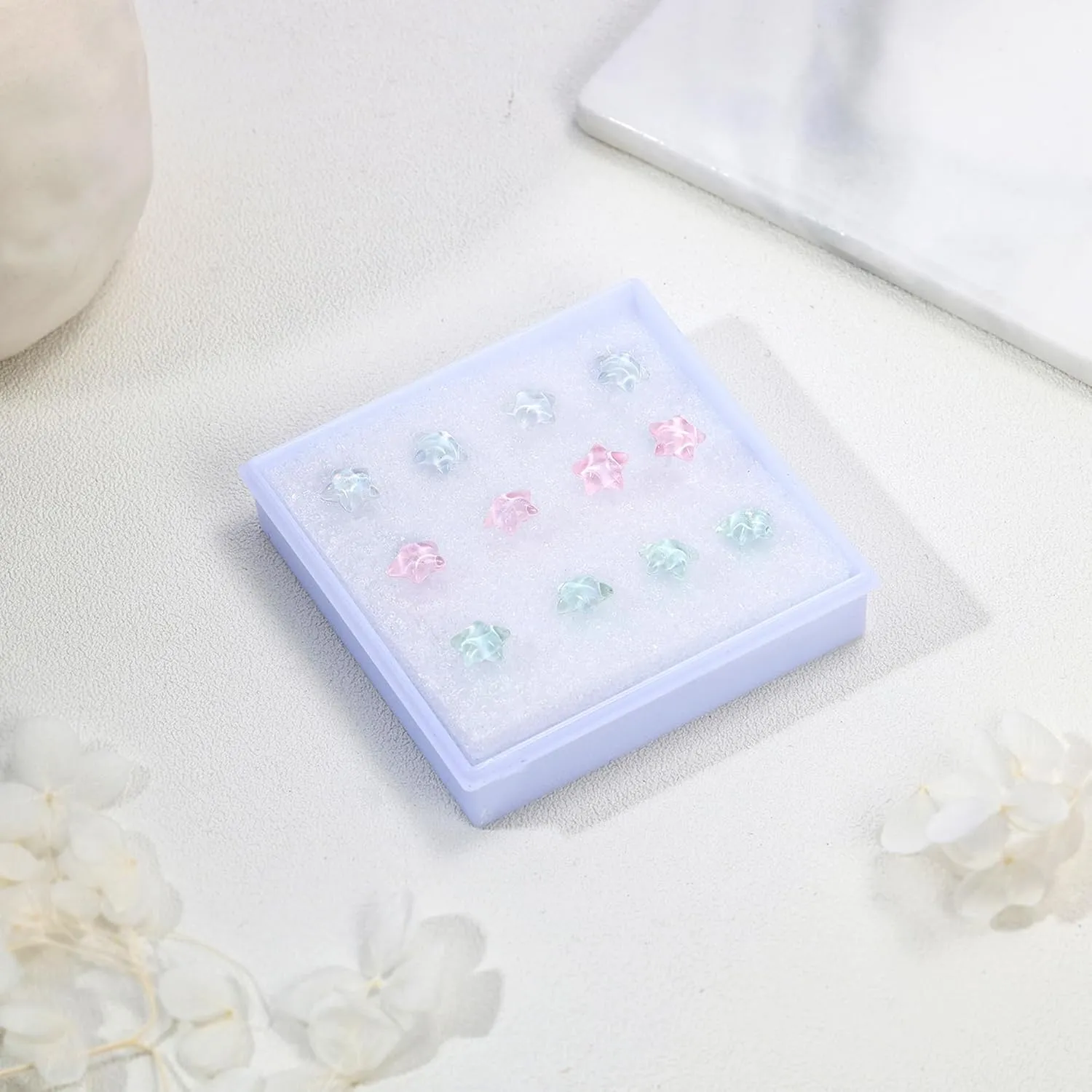 AoedeJ 6 Pairs Plastic Earrings: Flower Studs, Butterfly Designs for Sensitive Ears With Post