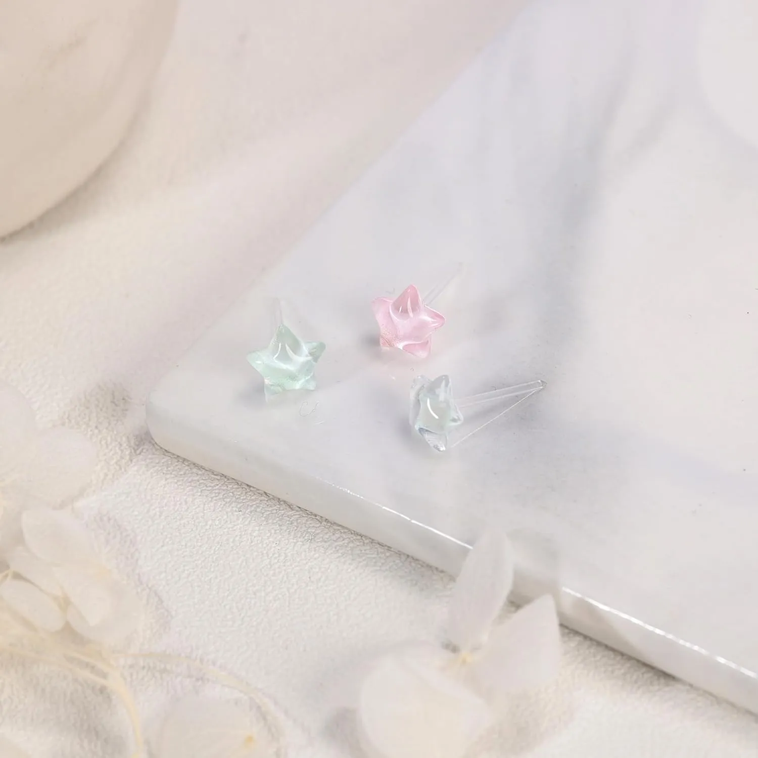 AoedeJ 6 Pairs Plastic Earrings: Flower Studs, Butterfly Designs for Sensitive Ears With Post