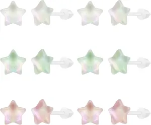 AoedeJ 6 Pairs Plastic Earrings: Flower Studs, Butterfly Designs for Sensitive Ears With Post