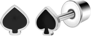 AOEDEJ Poker Stud Earrings for Women Cute Cool Small Stainless Steel Earring for Women Birthday Party Gifts