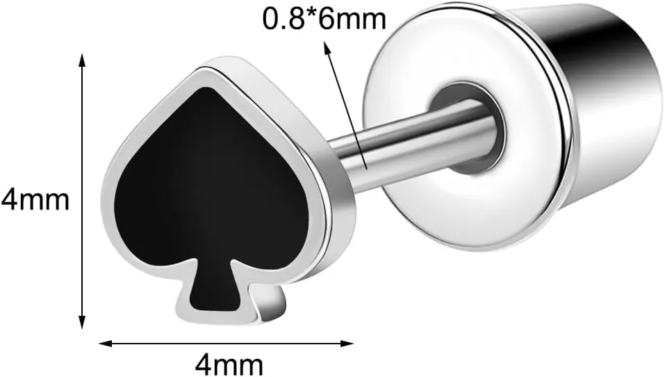 AOEDEJ Poker Stud Earrings for Women Cute Cool Small Stainless Steel Earring for Women Birthday Party Gifts