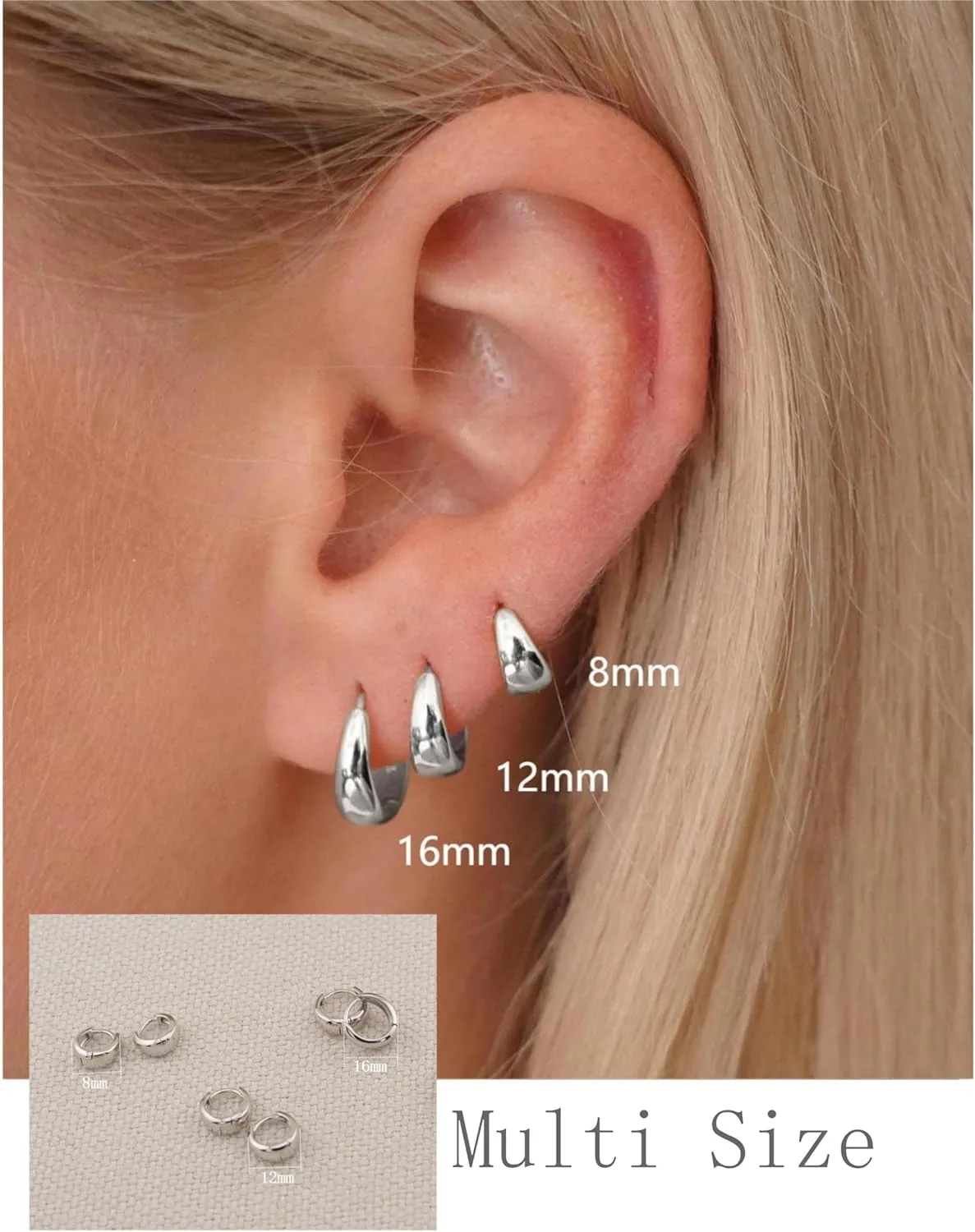 ASCOMY 3 Pairs Gold Hoop Earrings for Women Gold Earrings Set Twisted Huggie Hoops Earrings 14K Gold/White Gold Plated Lightweight Hypoallergenic Chunky Open Hoop Earrings Set Jewelry Gifts for Women