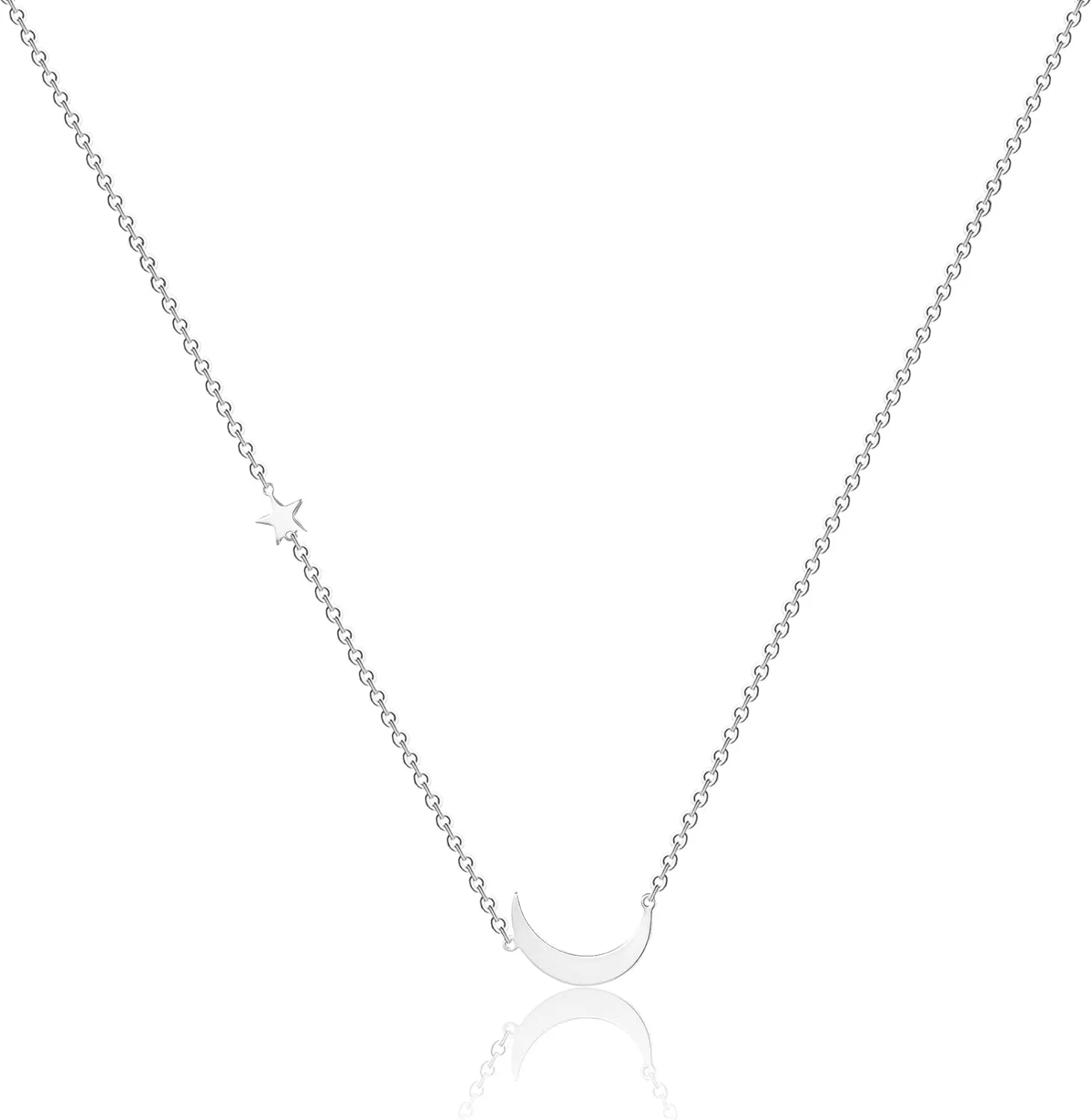 ASCOMY Dainty Gold Pendant Necklace 14k Gold Plated Delicate Tiny Love Heart Star CZ Leaf Pendant Necklace Simple Necklaces Everyday Jewelry for Women