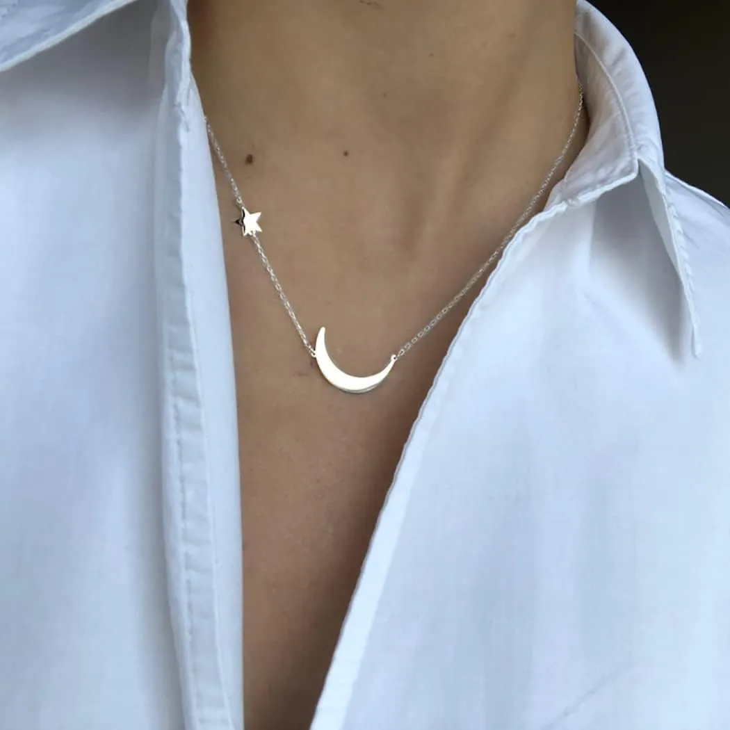 ASCOMY Dainty Gold Pendant Necklace 14k Gold Plated Delicate Tiny Love Heart Star CZ Leaf Pendant Necklace Simple Necklaces Everyday Jewelry for Women
