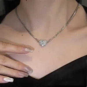 Attractiveness Magnet Love Pendant Necklace,Three-Layer Chain Metal Wind Necklace,Heart Pendant Necklaces (Style-B)