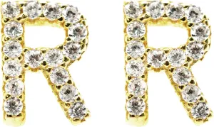 Azia Jewelry 925 Sterling Silver Stud Earrings For Women, 14k Gold Plated CZ Diamond Stud Sensitive Letter Earrings (Sold as Pairs)