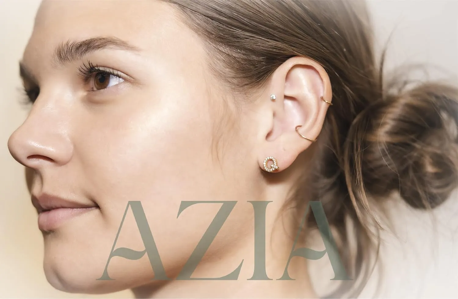 Azia Jewelry 925 Sterling Silver Stud Earrings For Women, 14k Gold Plated CZ Diamond Stud Sensitive Letter Earrings (Sold as Pairs)