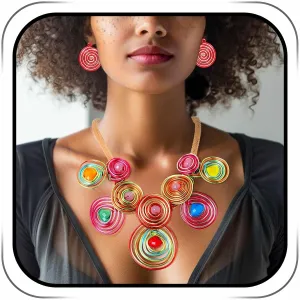 Barode African Statement Choker Necklaces Colorful Chunky Bib Collar Necklace Ethnic Indian Tribal Jewelry Set for Women (B)
