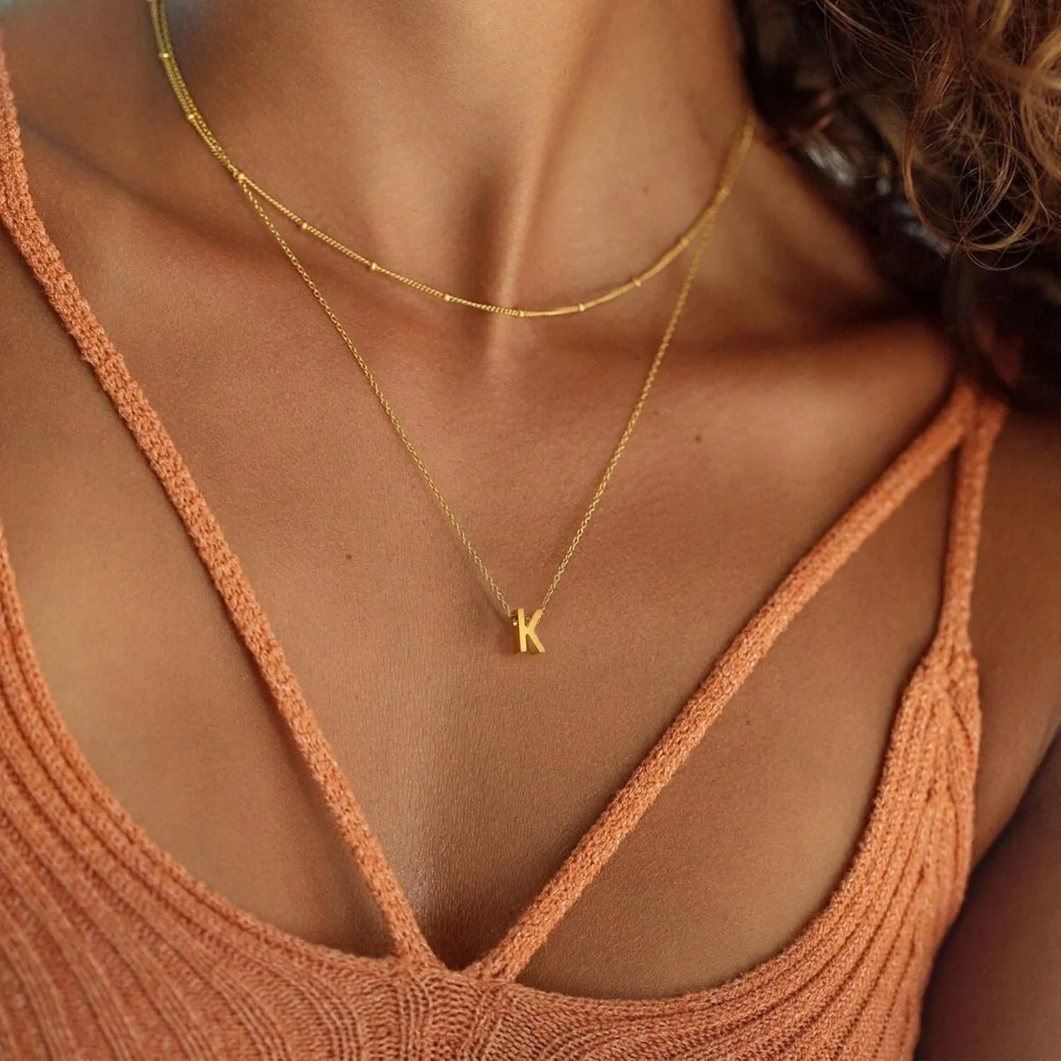 BAYLAY Initial Necklaces for Women - Dainty 18K Gold Filled Layered Initial Necklace Tiny A-Z Pendant Choker Necklace Trendy Cute Initial Letter Necklace Gold Jewelry Necklace for Women