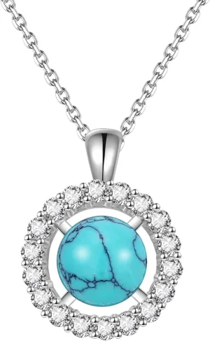 BDL Genuine Turquoise Jewelry for Women-925 Sterling Silver Pendant Necklaces Gifts for Her,Vintage Concert Festival Accessories for Anniversaries/Mother's Day/Christmas