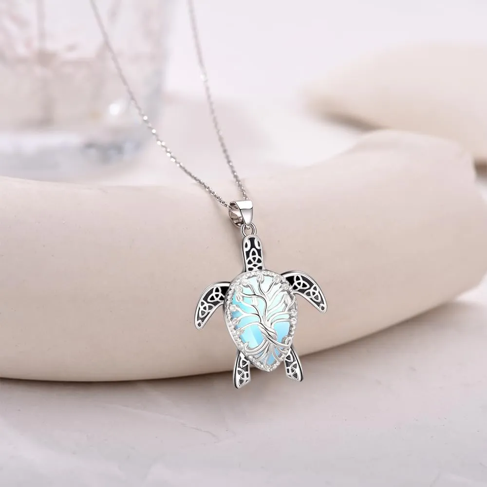 Beach Necklace Palm Tree Necklaces/Moss Agate Mushroom/Starfish/Octopus/Turtle/Wave Ocean Jewelry Gifts for Women
