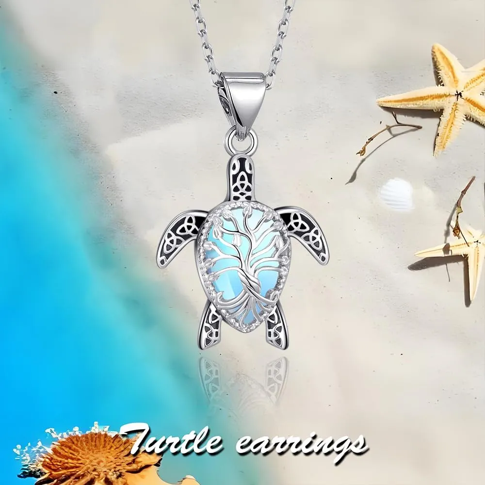 Beach Necklace Palm Tree Necklaces/Moss Agate Mushroom/Starfish/Octopus/Turtle/Wave Ocean Jewelry Gifts for Women