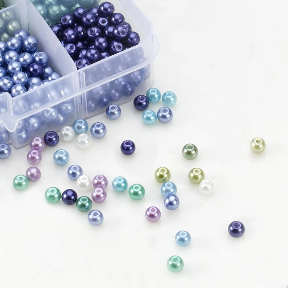 BEADNOVA Satin Pearls Beads for Crafts Tiny Loose Glass Imitation Pearls for Jewelry Making (4mm, 1000pcs, Multi Color)