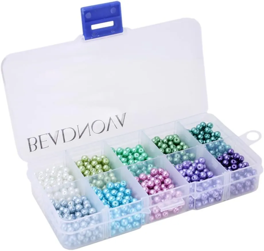 BEADNOVA Satin Pearls Beads for Crafts Tiny Loose Glass Imitation Pearls for Jewelry Making (4mm, 1000pcs, Multi Color)