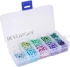 BEADNOVA Satin Pearls Beads for Crafts Tiny Loose Glass Imitation Pearls for Jewelry Making (4mm, 1000pcs, Multi Color)