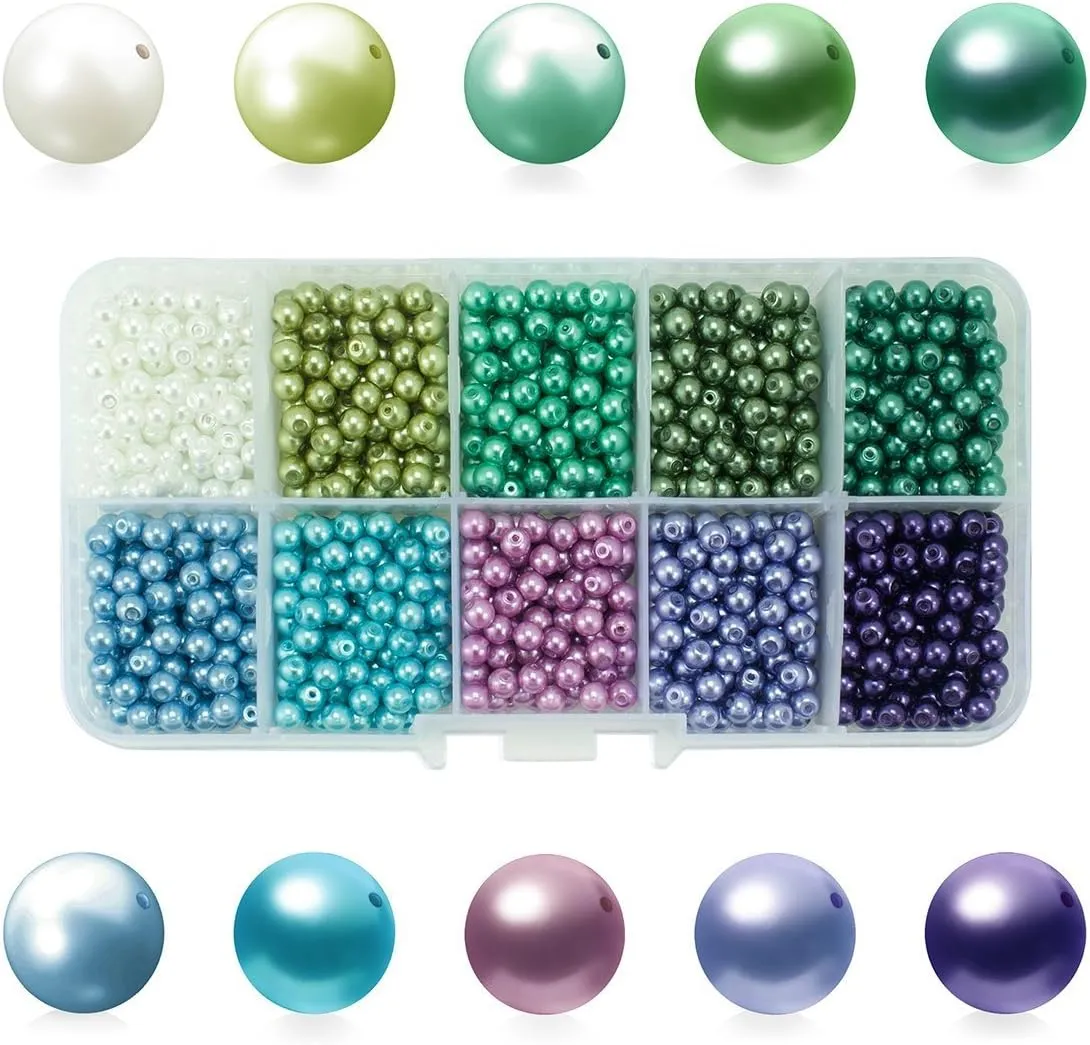 BEADNOVA Satin Pearls Beads for Crafts Tiny Loose Glass Imitation Pearls for Jewelry Making (4mm, 1000pcs, Multi Color)