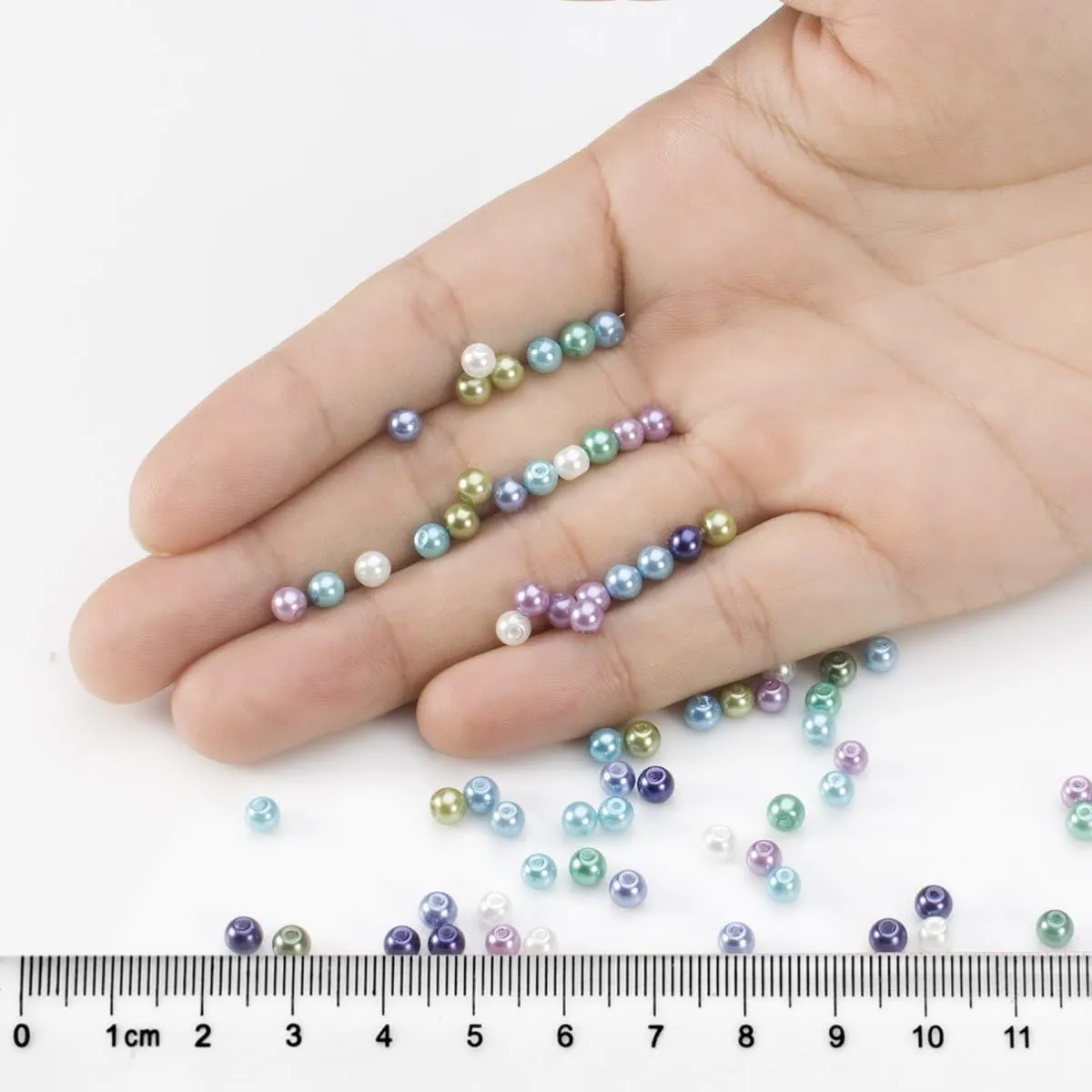 BEADNOVA Satin Pearls Beads for Crafts Tiny Loose Glass Imitation Pearls for Jewelry Making (4mm, 1000pcs, Multi Color)