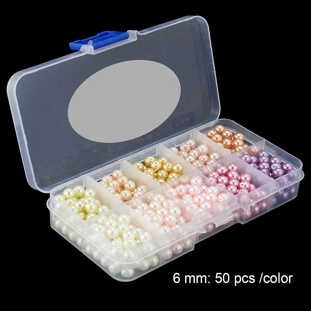 BEADNOVA Satin Pearls Beads for Crafts Tiny Loose Imitation Glass Pearls for Jewelry Making (6mm, 500pcs, Multi Color)