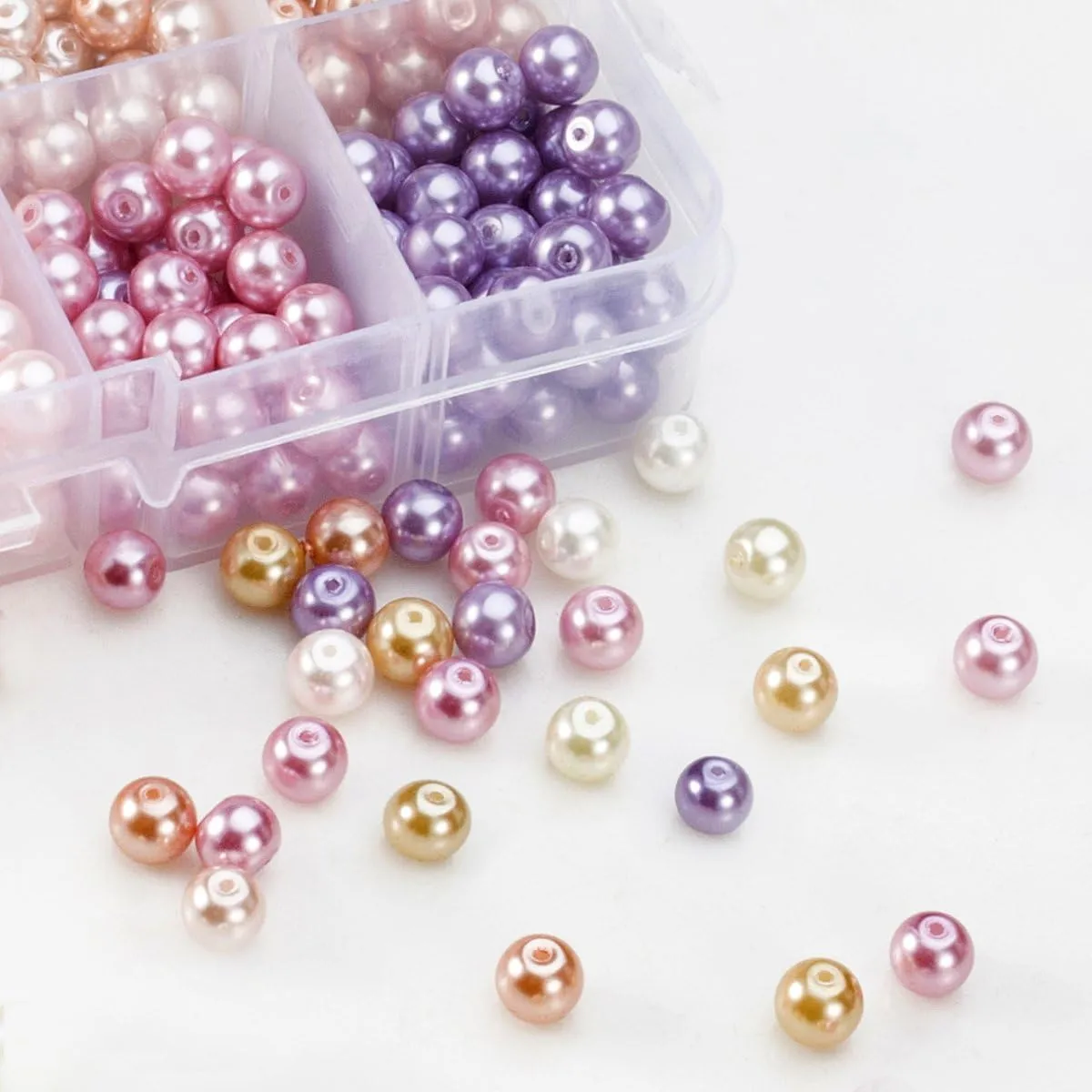BEADNOVA Satin Pearls Beads for Crafts Tiny Loose Imitation Glass Pearls for Jewelry Making (6mm, 500pcs, Multi Color)