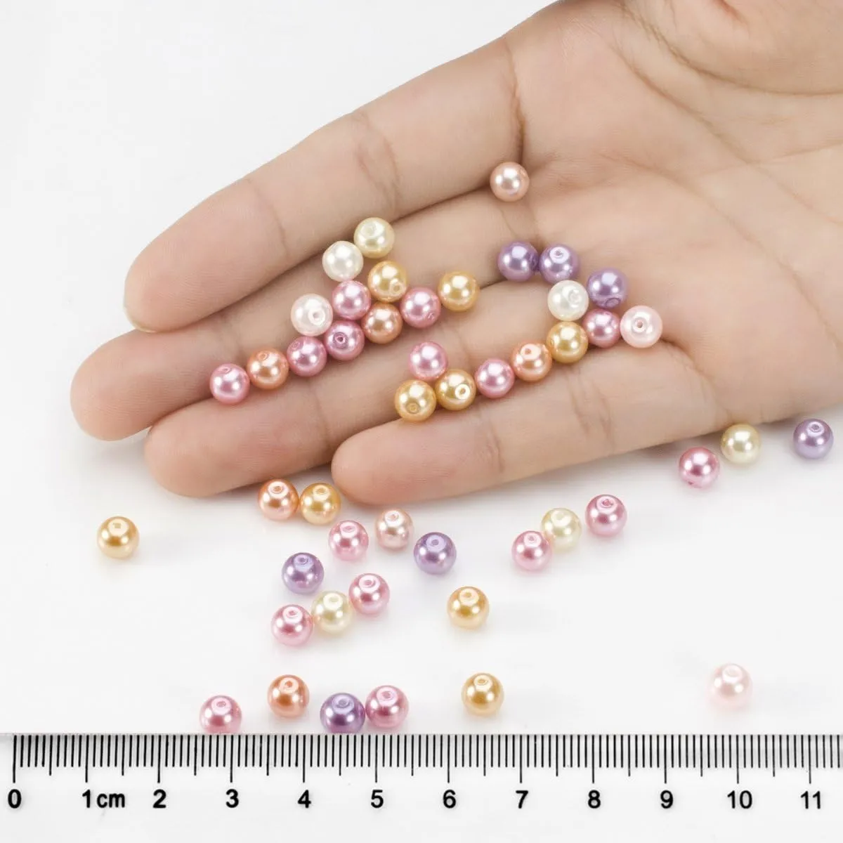 BEADNOVA Satin Pearls Beads for Crafts Tiny Loose Imitation Glass Pearls for Jewelry Making (6mm, 500pcs, Multi Color)