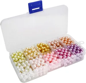BEADNOVA Satin Pearls Beads for Crafts Tiny Loose Imitation Glass Pearls for Jewelry Making (6mm, 500pcs, Multi Color)