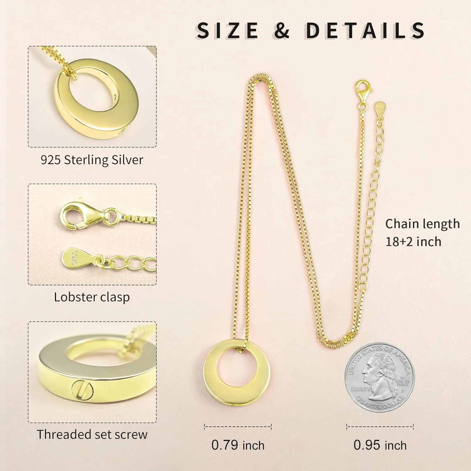 BEILIN Sterling Silver Circle of Life Eternity Memorial Urn Necklace Always with me Cremation Jewelry Pendant Necklaces for ashes