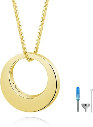 BEILIN Sterling Silver Circle of Life Eternity Memorial Urn Necklace Always with me Cremation Jewelry Pendant Necklaces for ashes