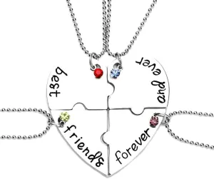 Best Friend Necklaces Gifts for 4 Bff Friendship Necklace Matching Heart Necklace for Best Friends Birthday Christmas Gifts for Women Girls