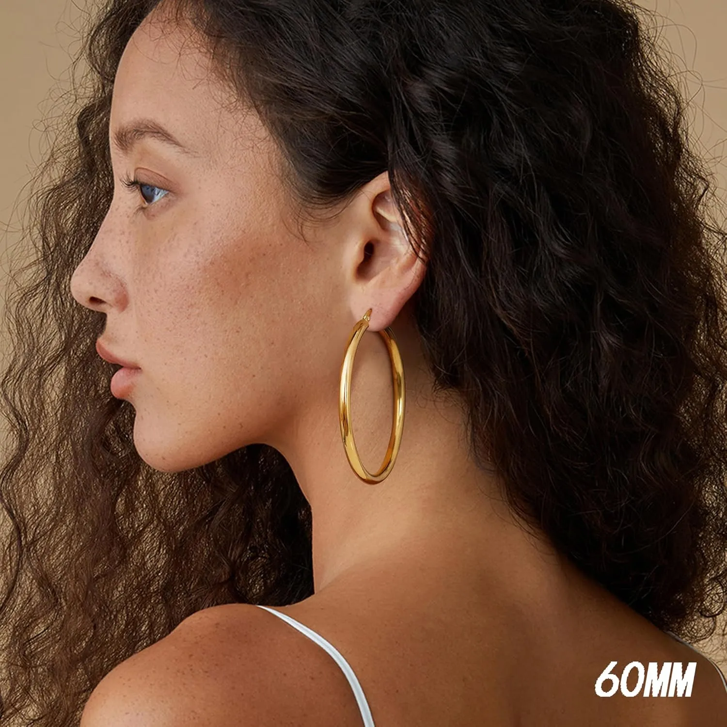 BESTEEL 14K Chunky Gold Hoop Earrings for Women With 925 Sterling Silver Post Hollow Tube Hoops Earrings 4mm Thick Gold Hoop Earrings Hypoallergenic Lightweight Gold Large Hoop Earrings 25/30/40/50/60/70MM