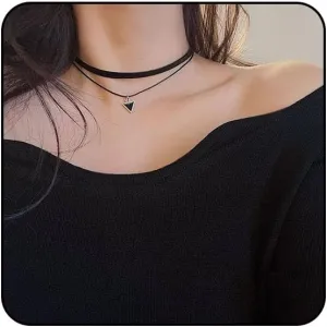 Black Choker Boho Choker Necklace Adjustable Layered Leather Choke Gothic Pendant Necklaces Jewelry Set for Women