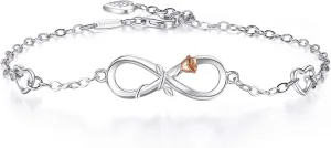 BlingGem Necklaces for Women 925 Sterling Silver Dainty Infinity Womens Necklace Rose Gold Plated Flower Pendant Lover Birthday Gifts for Women