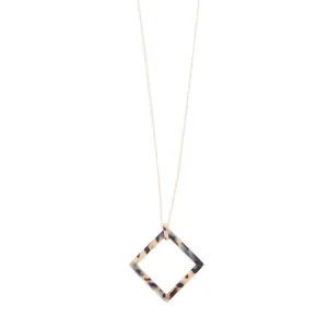 Blonde Tortoise Square Frame Necklace