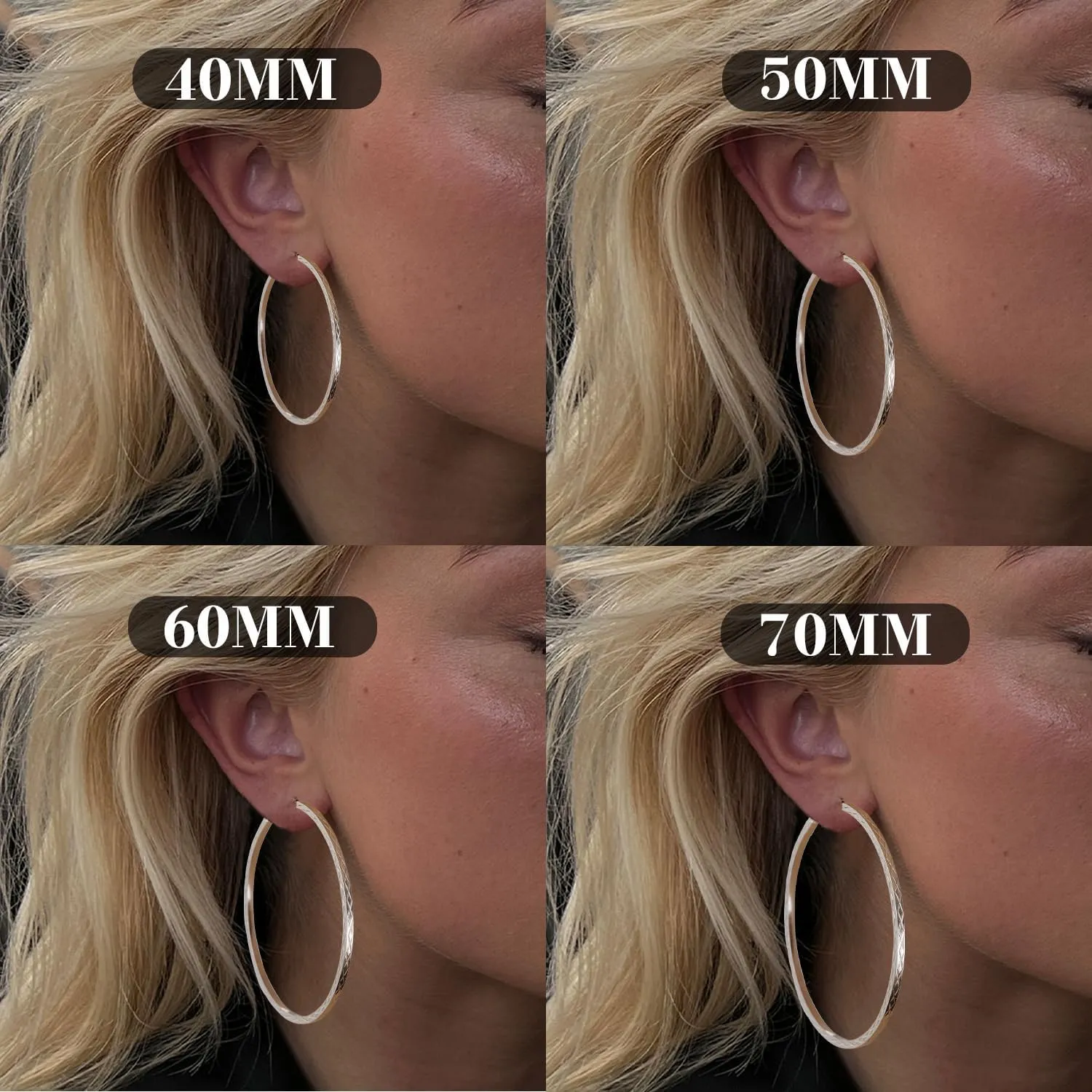 BMMYE Gold Hoop Earrings for Women Lightweight 14K Gold Plated Earrings Hypoallergenic Earrings Big Hoop Earrings for Women 40/50/60/70MM