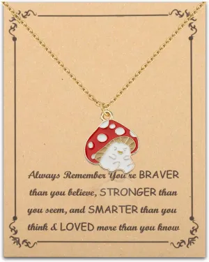 BNQL Mushroom Necklace Mushroom Gifts for Mushroom Lover Mushroom Jewelry Gifts Cute Mushroom Necklaces Pendant (Mushroom Necklace)