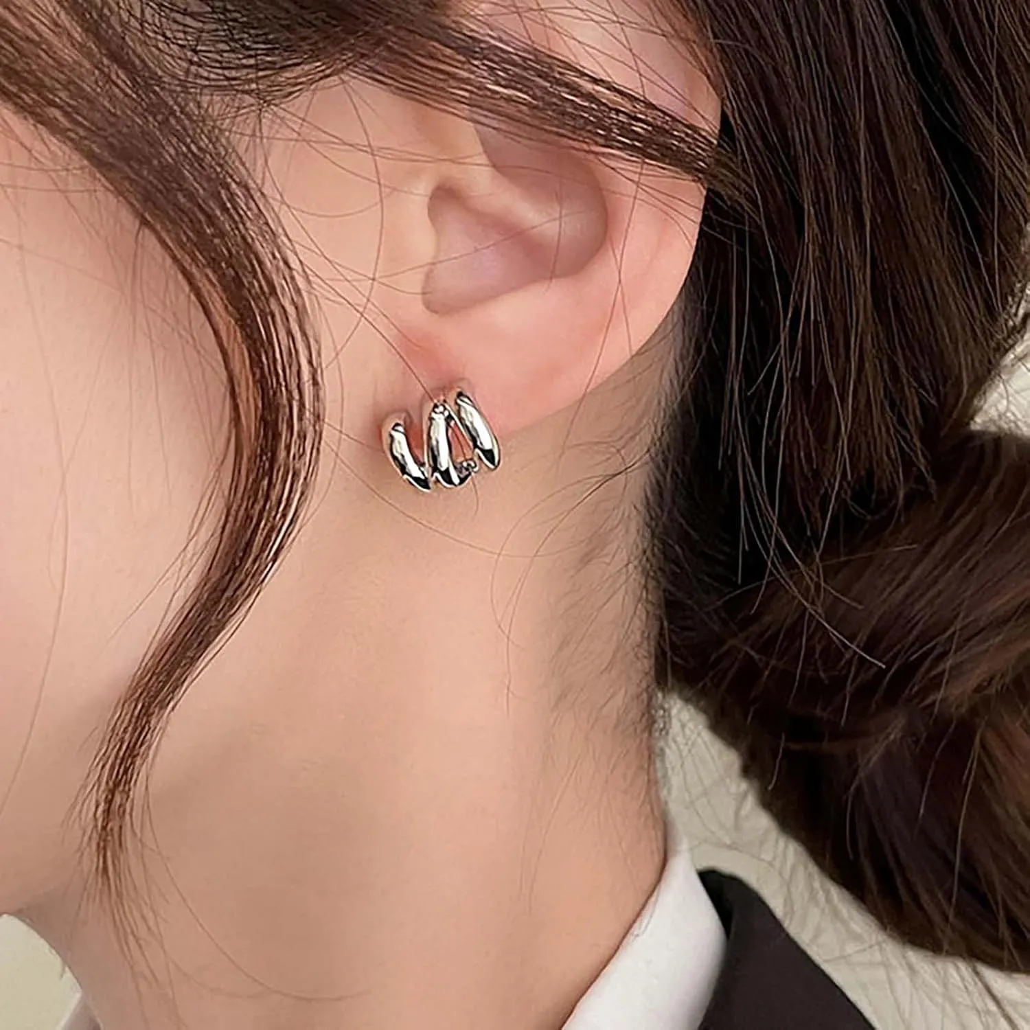 Boho Claw Earrings Gold Claw Stud Earrings Minimalist Needle Claw Earrings Triple Huggie Hoop Earrings Geometric Irregular Earrings Jewelry for Women