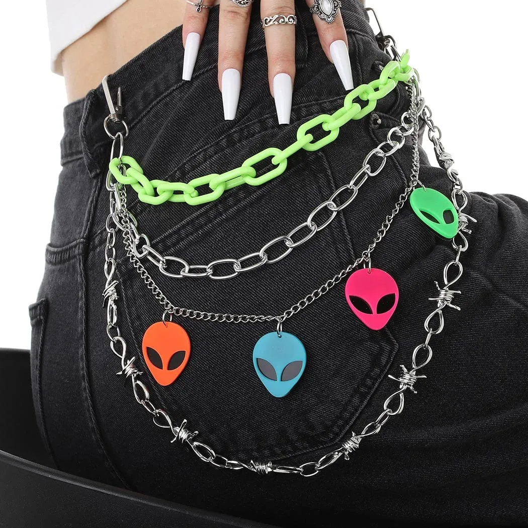 Bounzhi Acrylic Jean Chain Punk Wallet Rock Pocket Chain for Men and Women (B)