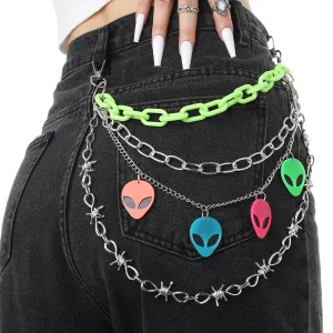 Bounzhi Acrylic Jean Chain Punk Wallet Rock Pocket Chain for Men and Women (B)