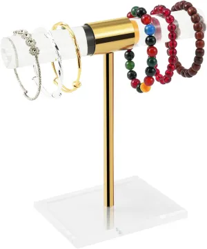 Bracelet Holder Display, Acrylic Necklace Holder Jewelry Display Stand, T-Bar Jewelry Organizer with Stainless Rod, Tangle-free Countertop Jewelry Rack for Vendors Retail Store Home, Gfit for Women
