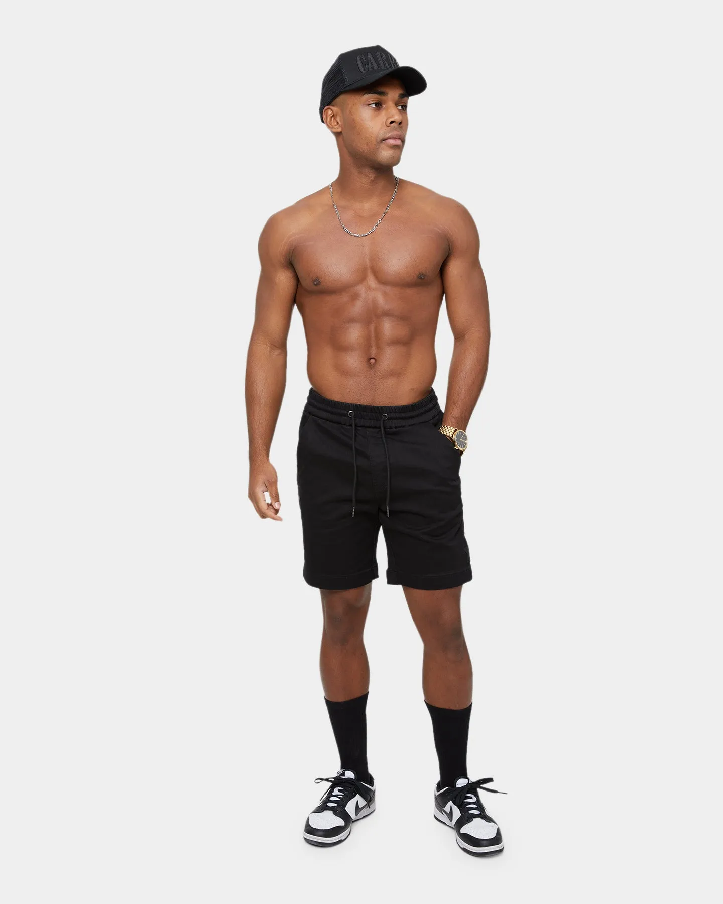 Carre Étoiles Denim Walk Shorts Black