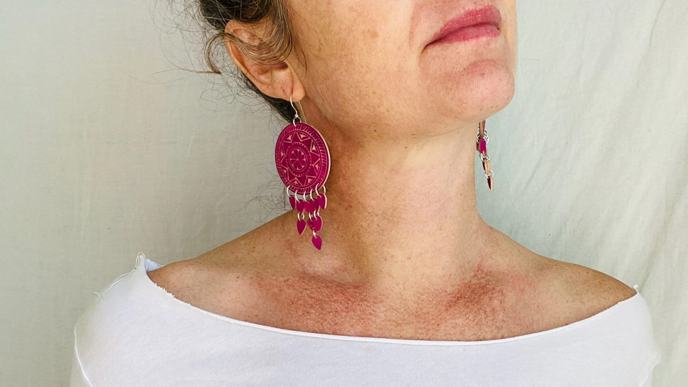 Carved Gourd Earrings. Sterling Silver. Oaxaca, Mexico. 1263