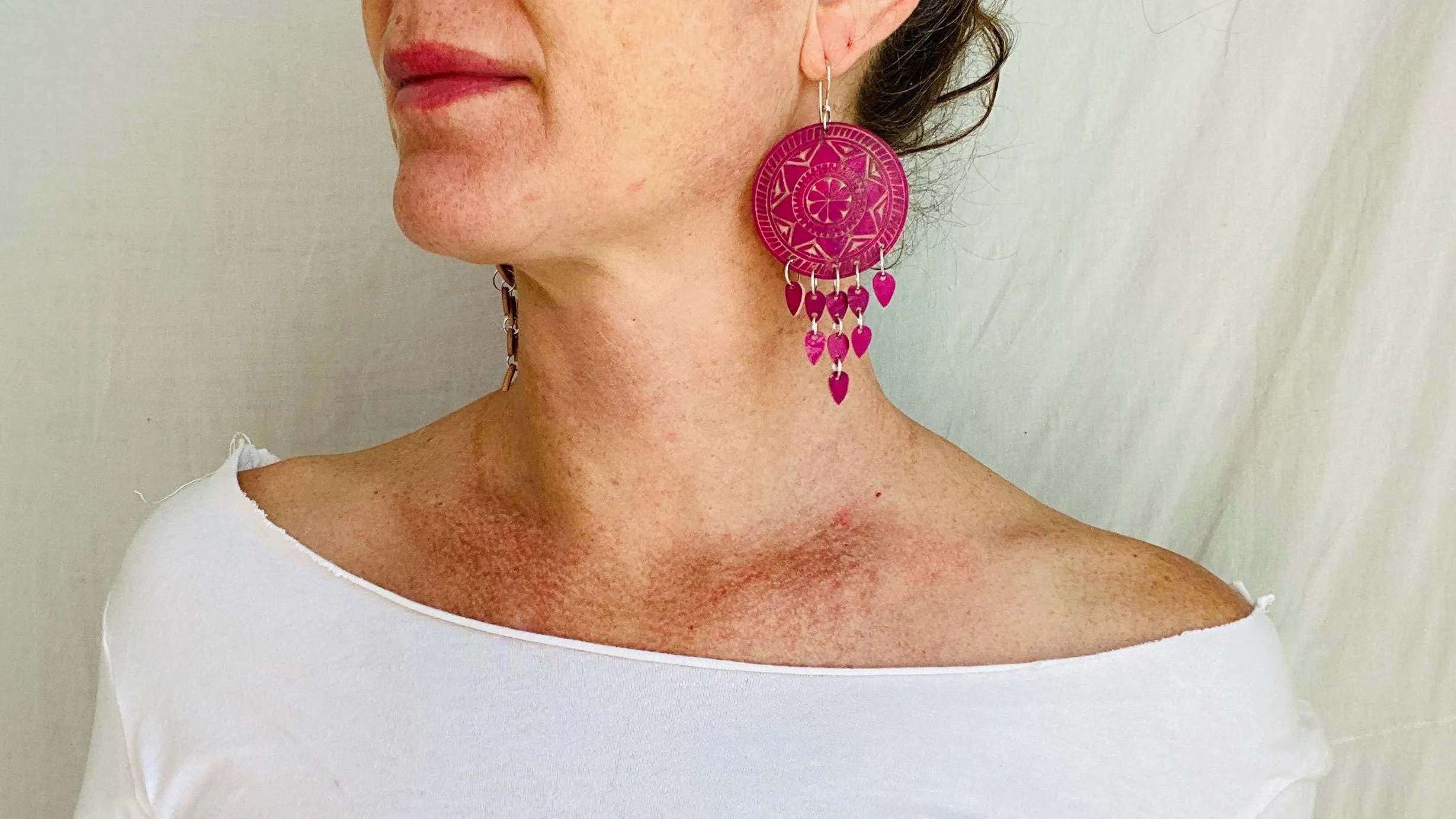 Carved Gourd Earrings. Sterling Silver. Oaxaca, Mexico. 1263