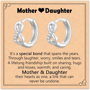 CERSLIMO Mother Daughter Gifts, Sterling Silver Hoop Gold Infinity Love Earrings for Mom Daughter Birthday Christmas Valentines Day Gifts for Women