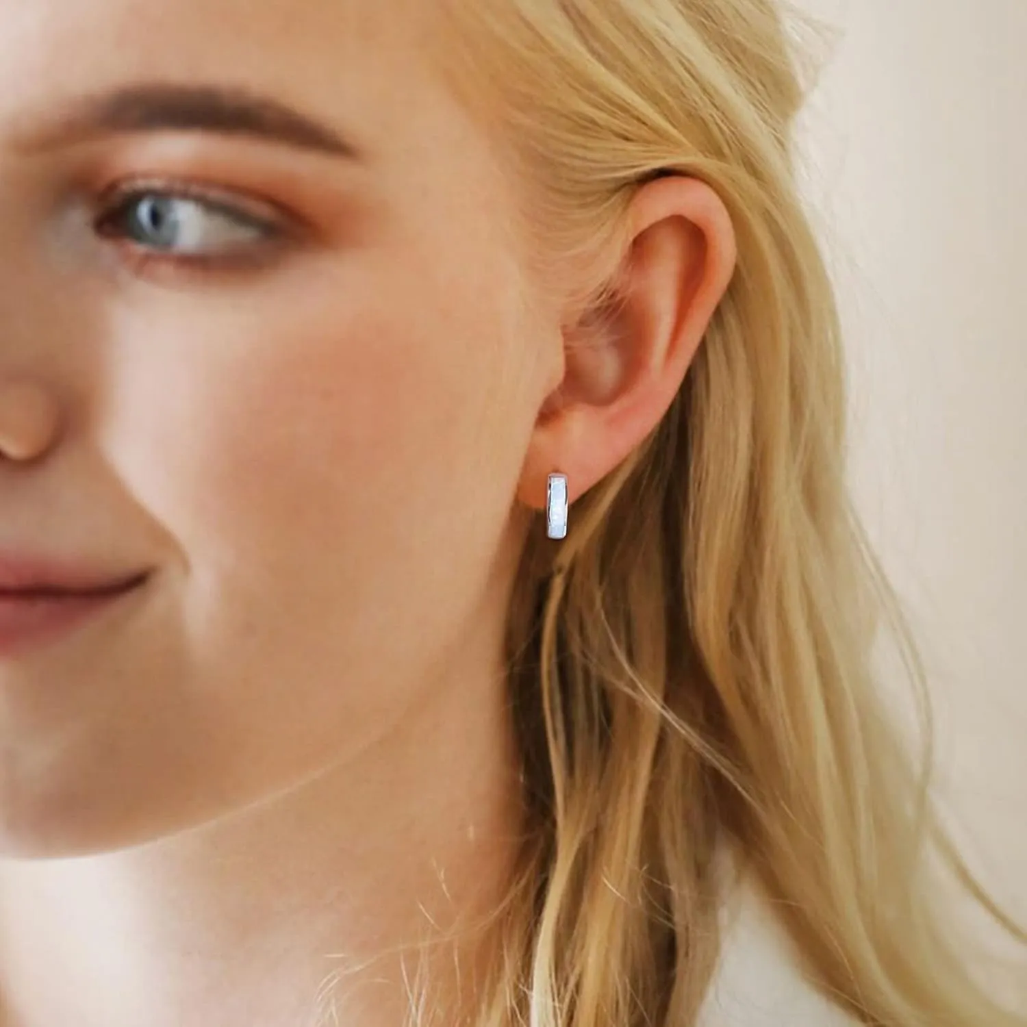 CERSLIMO Opal Hoop Earrings for Women | Small S925 Sterling Silver Post Lab-created Fire Opal Huggie Earrings Hypoallergenic Jewelry Gifts