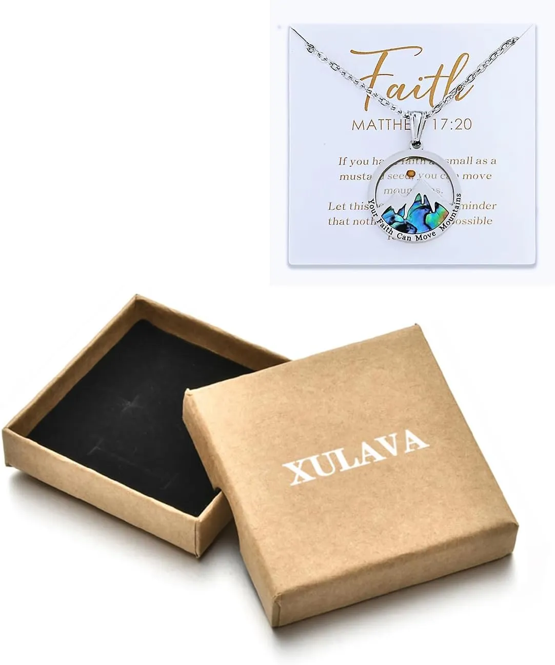 Christian Gifts Mustard Seed Necklace for Women,Move Mountains Shell Necklaces Christian Faith Jewelry for Women